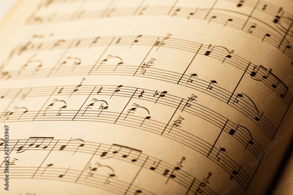 Naklejka premium Page with Music Notes Close-Up