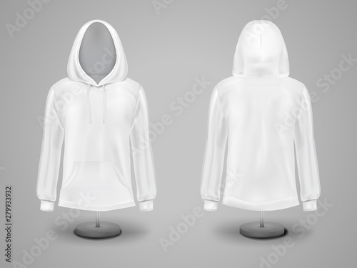 Set of white hooded sweatshirt.