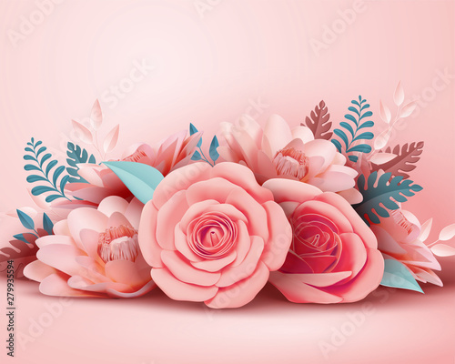 Paper rose flower decorations