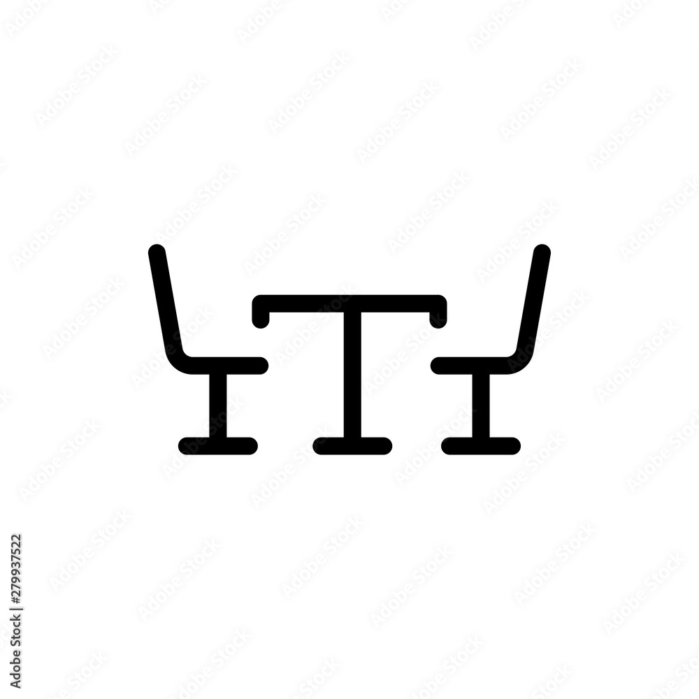 Table with chairs icon vector symbol illustration Table with chairs icon vector symbol illustration