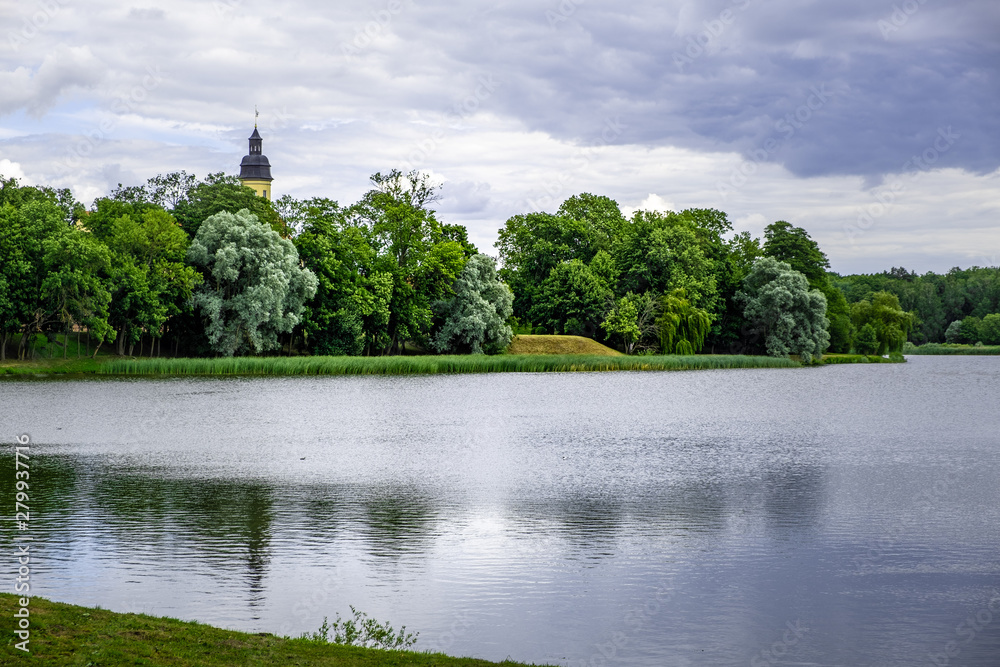 Lake of the Nesvizh Radziwill Castle in Belarus