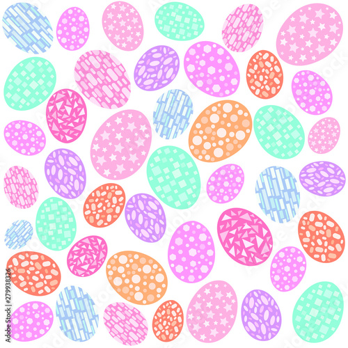Set of vector colorful Easter eggs. Decoration for Easter design. Isolated on white background twelve Easter eggs.