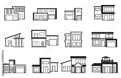 Modern House Home Real Estate Icon Symbol Flat Color Element