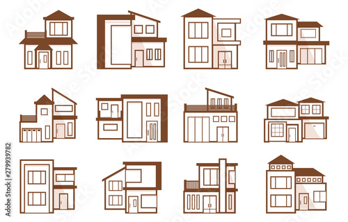 Modern House Home Real Estate Icon Symbol Flat Color Element