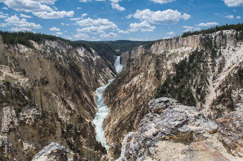 Mountain river in Grand Canyon of Yellowstone National Park at summer time