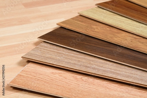 Spread of wooden flooring samples