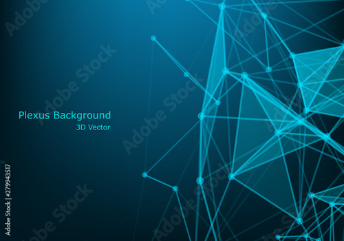 Network connection concept black background vector illustration. Futuristic concept. 3d landscape. Big data digital background.