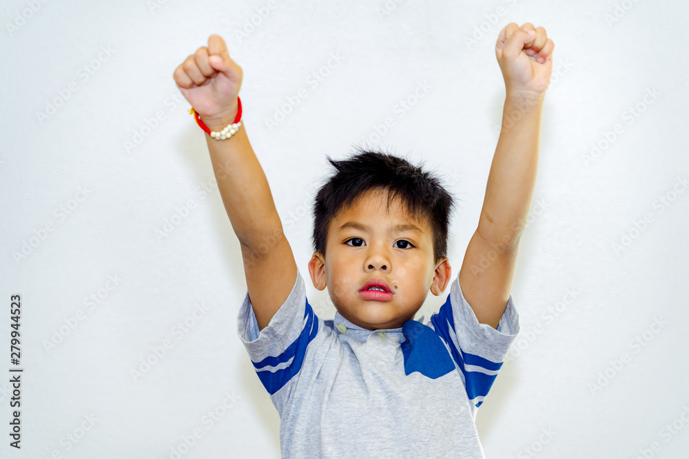 little kid Show various gestures in the studio white background little kid Show various gestures in the studio white background