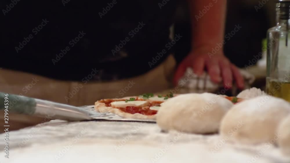 Hand made Italian pizza dough on counter Hand made Italian pizza dough on counter