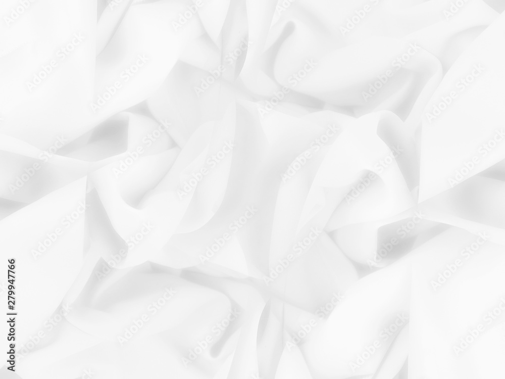 Blurred softness white cloth curve pattern abstract wall background.