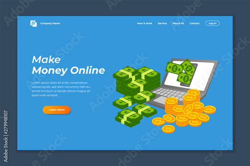 make money online banner landing page background design