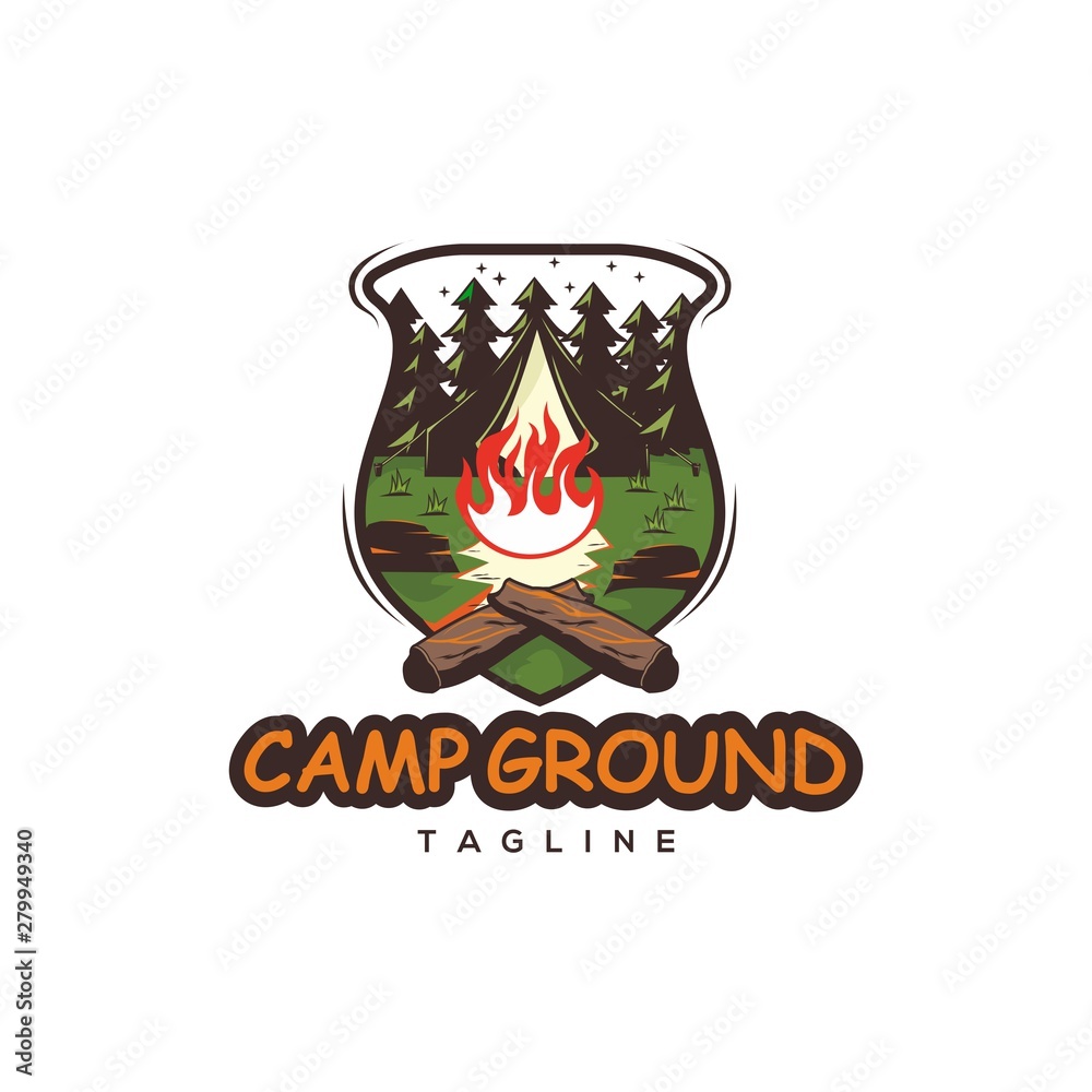 camping ground premium logo design