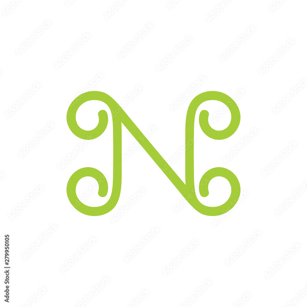 letter n lines art curly design symbol vector letter n lines art curly design symbol vector