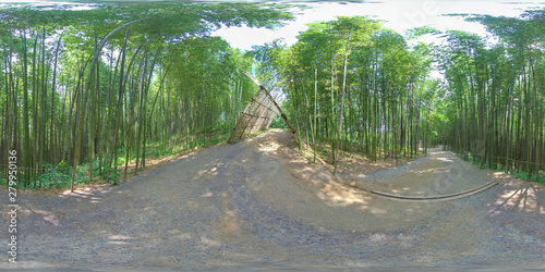 Damyang, South Korea - 24 July 2019 Juknokwon. 360 degrees spherical panorama of bamboo forest. photo