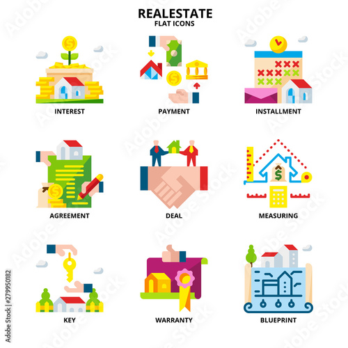Realestate icon set flat icon style