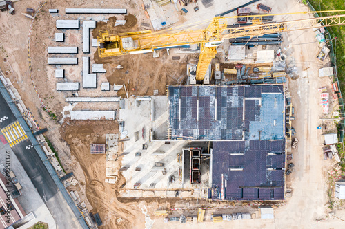Konstfotografi aerial top view of city construction site