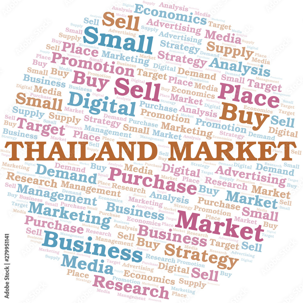 Thailand Market word cloud. Vector made with text only. Thailand Market word cloud. Vector made with text only.