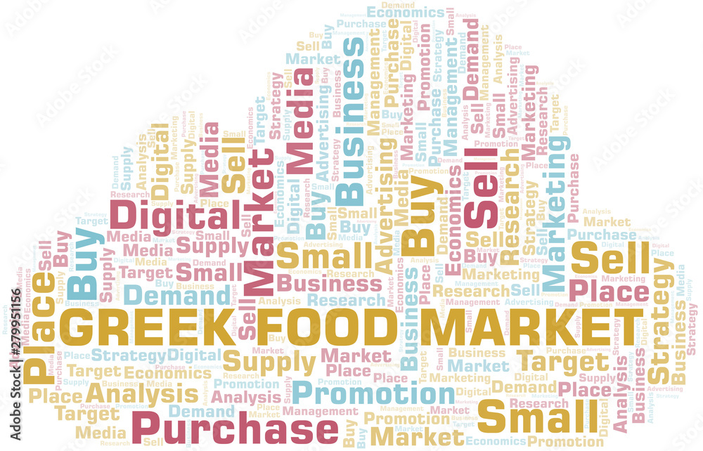 Obraz premium Greek Food Market word cloud. Vector made with text only.