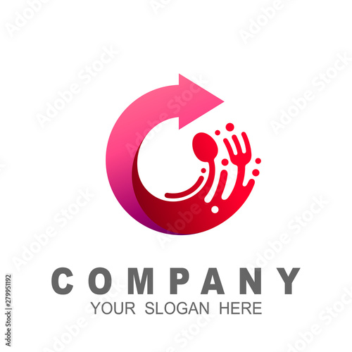 Fast arrow with spoon and fork logo vector