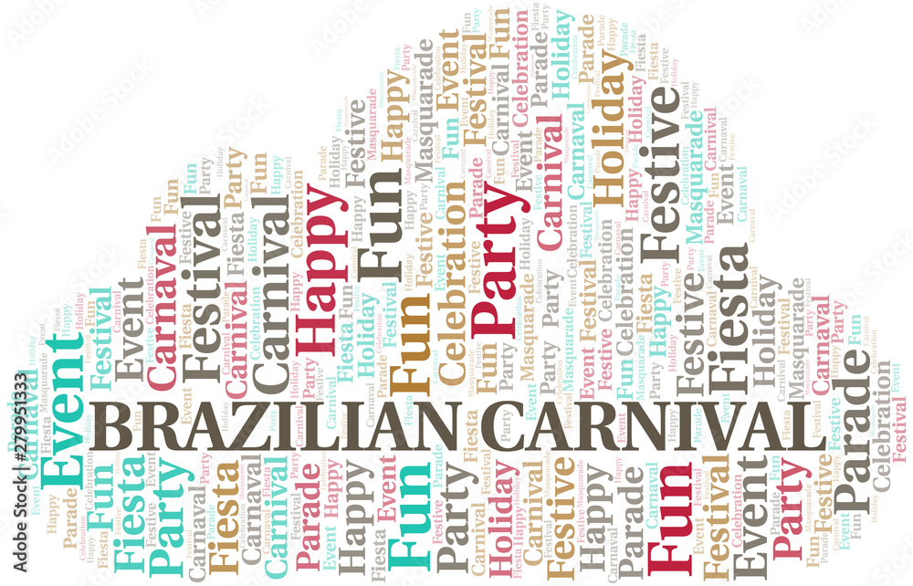 Brazilian Carnival word cloud vector made with text only.