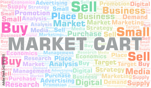 Market Cart word cloud. Vector made with text only.