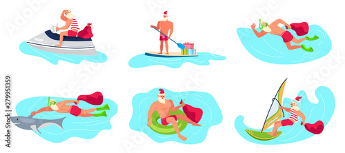 Set of Young athletic Santa 