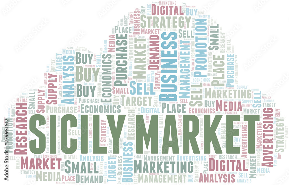 Sicily Market word cloud. Vector made with text only. Sicily Market word cloud. Vector made with text only.
