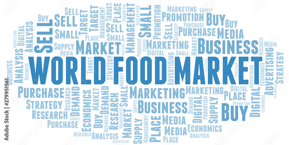 World Food Market word cloud. Vector made with text only. World Food Market word cloud. Vector made with text only.