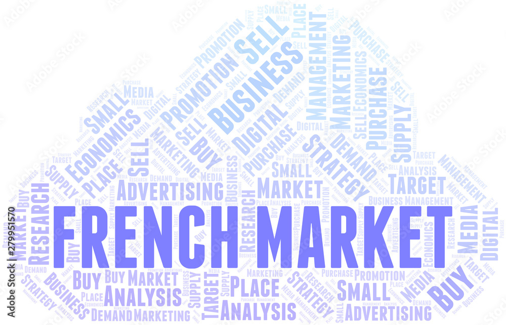 Obraz premium French Market word cloud. Vector made with text only.
