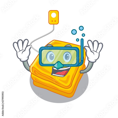 Diving electric blanket isolated with the cartoon