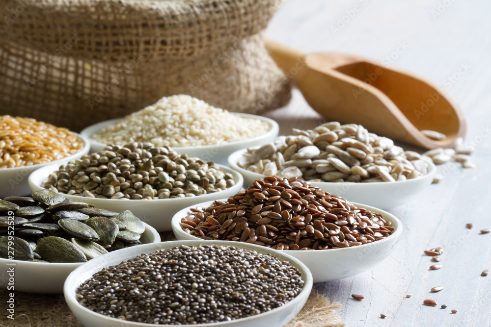 Healthy many seeds with chia diet lifestyle concept