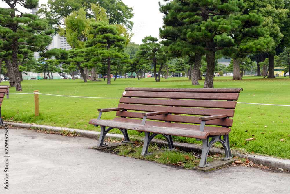 empty park bench in the garden