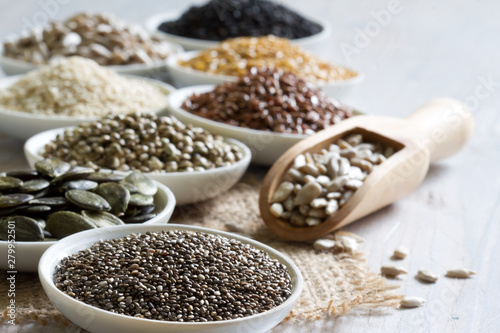 Healthy many seeds with chia diet lifestyle concept