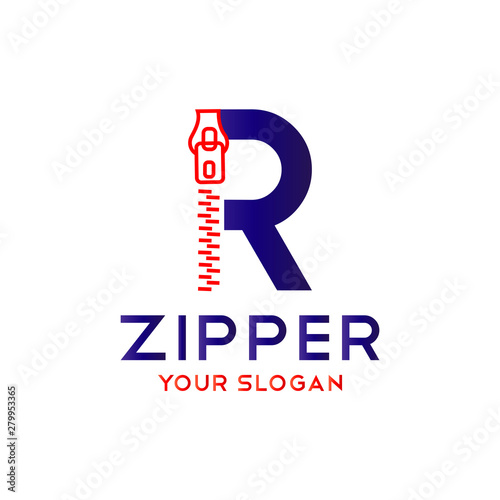 R letter with zipper design for company logo