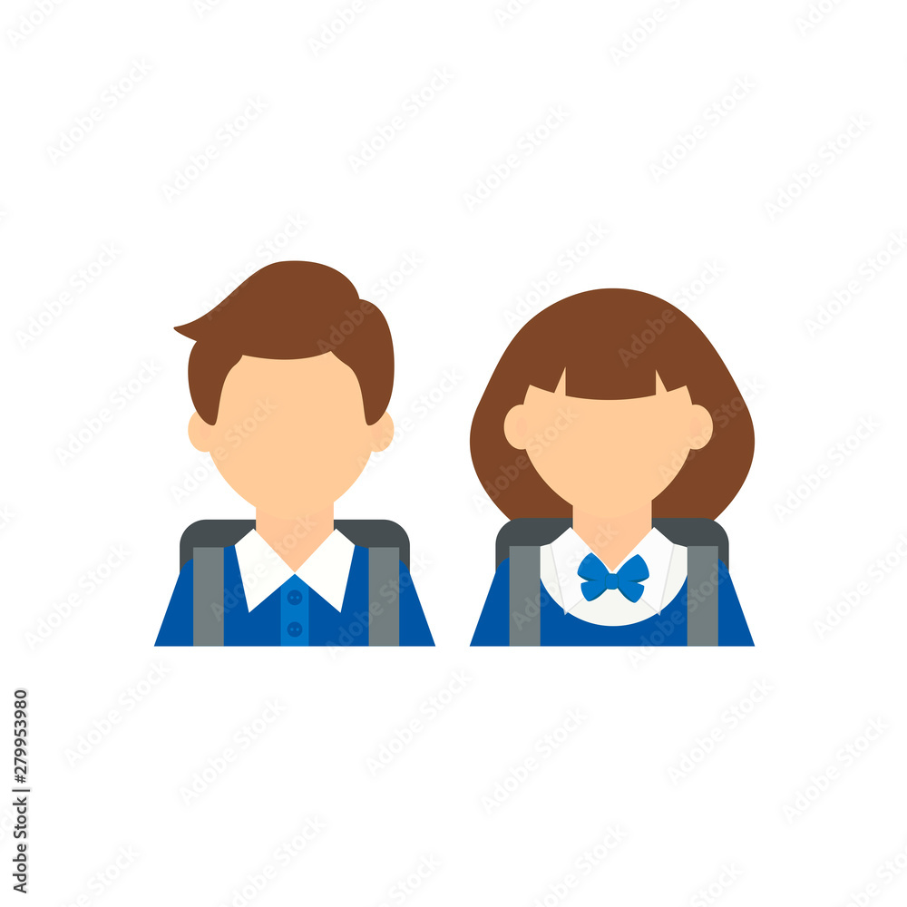 School boy and girl icons. Vector illustration. School boy and girl icons. Vector illustration.