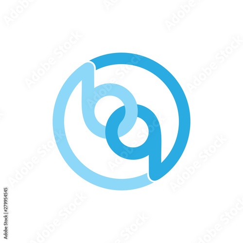 linked circle object letter bq logo vector