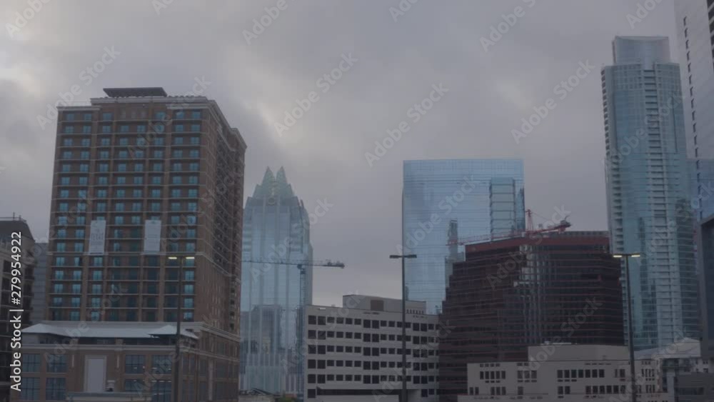 Wide pan left to right on cloudy Austin, Texas skyline Wide pan left to right on cloudy Austin, Texas skyline
