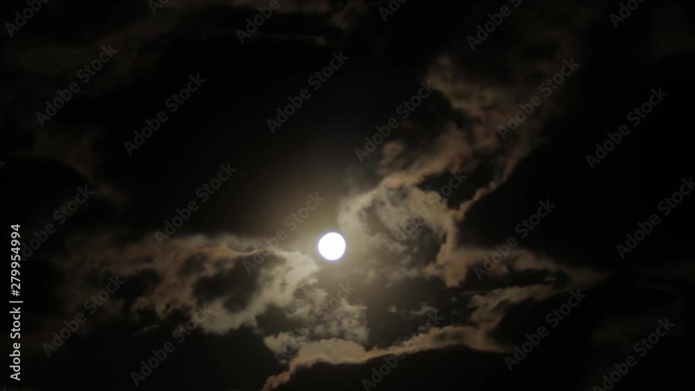 Timelapse of Full moon and clouds at night. Timelapse of Full moon and clouds at night.