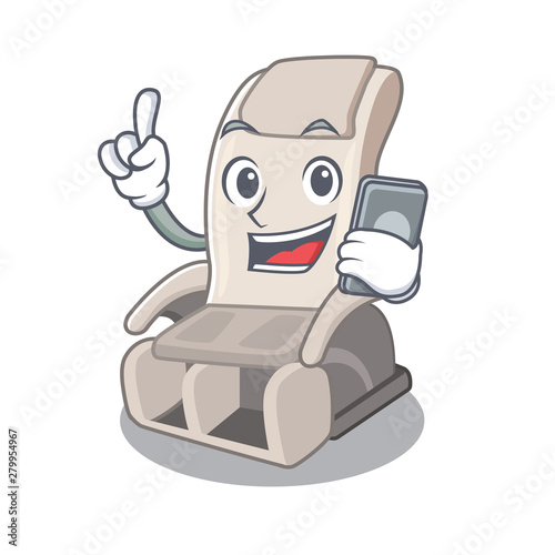 With phone massage chair isolated in the character