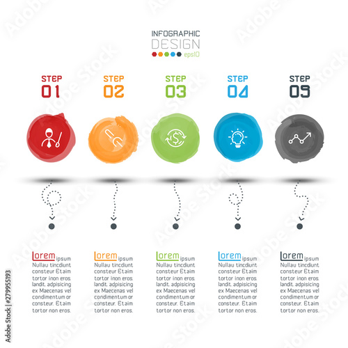 Modern watercolor label infographics on vector art.