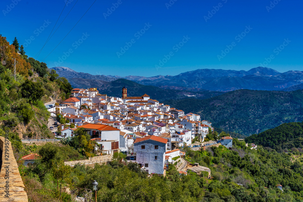 White Andalusian village, pueblo blanco Algatocin. Province of Malaga, Spain