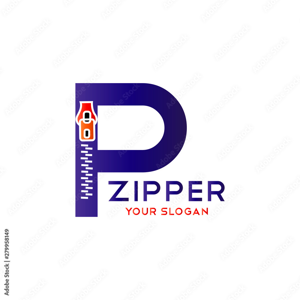 P letter with zipper design for company logo