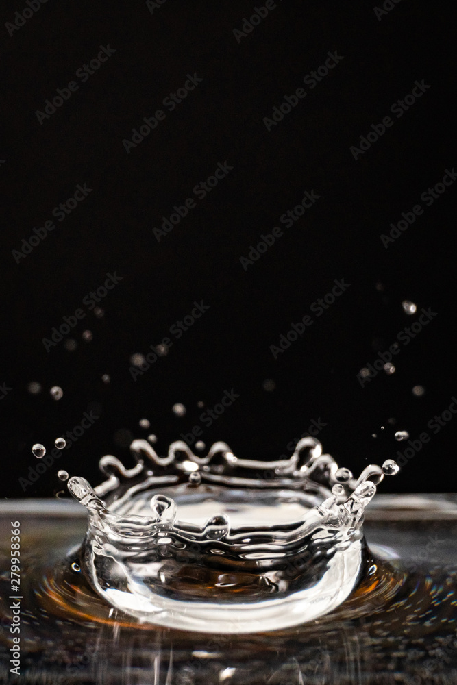 Drop of water, transparent water drop, water splash close-up