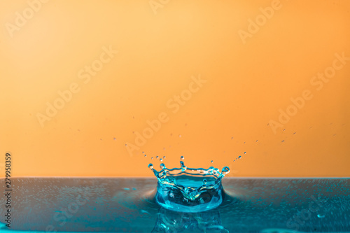 Drop of water, blue water drop, water splash close-up
