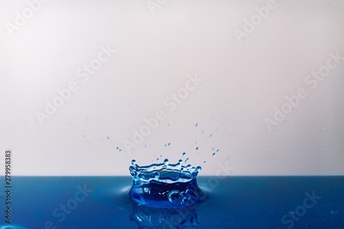Drop of water, blue water drop, water splash close-up