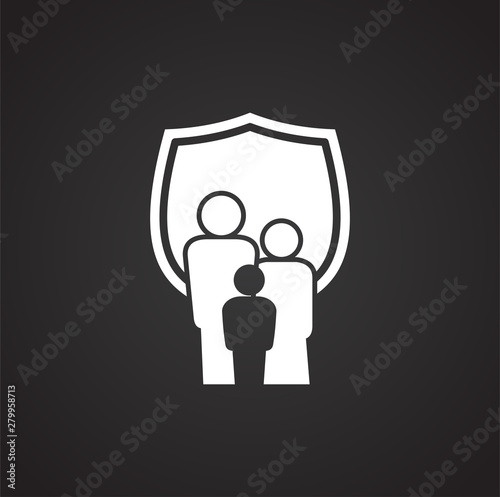 Insurance related icon on background for graphic and web design. Simple illustration. Internet concept symbol for website button or mobile app.