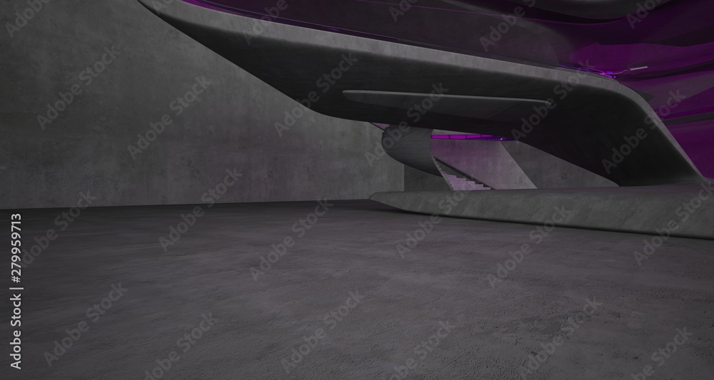 Abstract architectural concrete smooth interior of a minimalist house. 3D illustration and rendering. Abstract architectural concrete smooth interior of a minimalist house. 3D illustration and rendering.
