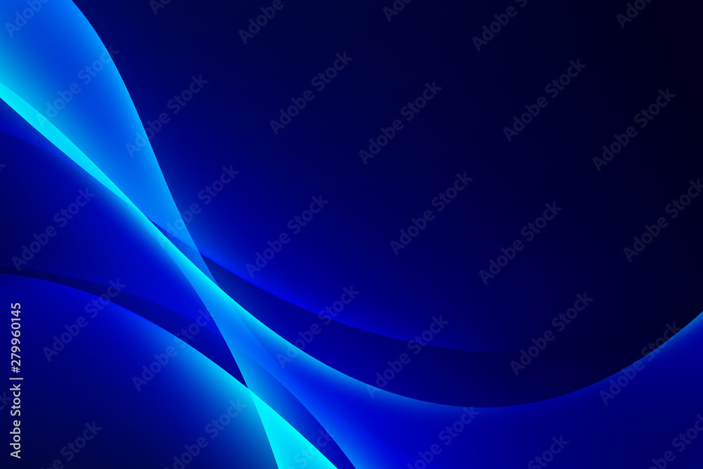 Abstract light blue curve graphic on dark background, copy space composition. Abstract light blue curve graphic on dark background, copy space composition.