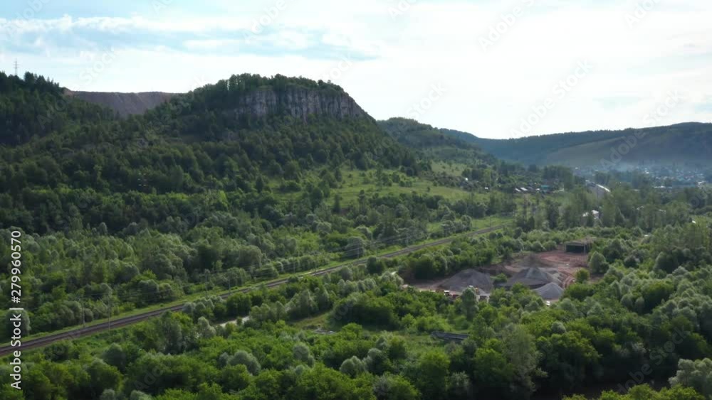 Mountains.Sand mining.Approach the rock crossing railways. Mountains.Sand mining.Approach the rock crossing railways.