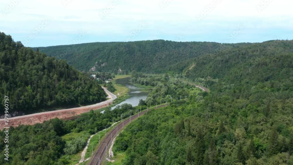 Mountains.Sand mining.Approach the rock crossing railways. Mountains.Sand mining.Approach the rock crossing railways.